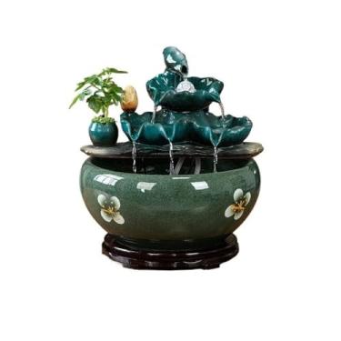 Imagem de Fontes de mesa, fontes de mesa, tanque de peixes de cerâmica, decoração de mesa de escritório doméstico para meditação, relaxamento, fontes internas (grande)