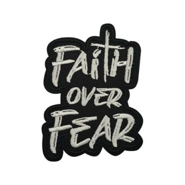 Imagem de Uijokdef Uijokdef Faith Over Fear Conjunto de remendo tático moral com colete e capacete, remendos de estilo militar bordado preto, fecho de , 5 x 8 cm