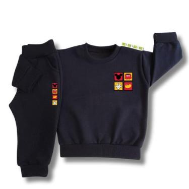 Imagem de Conjunto de Moletom Infantil Flanelado de Frio Unissex Roupa de Invern