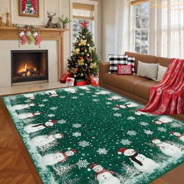 Imagem de Tapete de área 20 x 25 cm para sala de estar, antiderrapante, flocos de neve de Natal, tapetes grandes para quarto, pilha baixa, resistente a manchas, para sala de jantar, decoração de Natal, tapetes