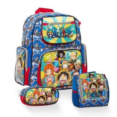 Imagem de Kit Mochila Escolar Infantil One Piece Anime Costa Reforçada - TOYS 2U