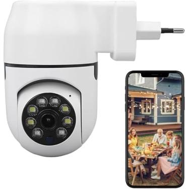 Imagem de Câmera de Segurança WiFi HD 1080p, Visão Noturna 360°, Detecção de Movimento, Áudio Bidirecional, Infravermelho, Controle por Aplicativo, 2MP, Tomada Sem Fio