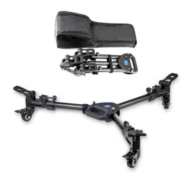 Imagem de Fotopro Carrinho de tripé resistente com 3 rodas de borracha, pernas ajustáveis e bolsa de transporte – capacidade de 15 kg, rodas de tripé DP-2 para câmera, filmadora, vídeo e equipamento de