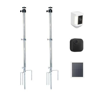 Imagem de Suporte para câmera de segurança externa compatível com câmeras e painéis solares, suporte de estaca com ângulo e altura ajustáveis, pacote com 2