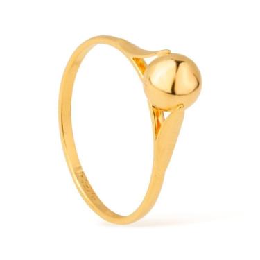 Imagem de Anel Dourado Solitário Com Bola