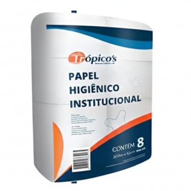 Imagem de Trópicos Papel Higiênico Institucional 300 Metros por Rolo Folha Simples 100% Fibras Celulósicas Neutro Branco 8 Rolos