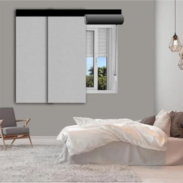 Imagem de Cortina Persiana Blackout Adesiva Modular Kit 3 Módulos Corta Luz para Janela(KIT 3 PERSIANAS CINZA LISO)