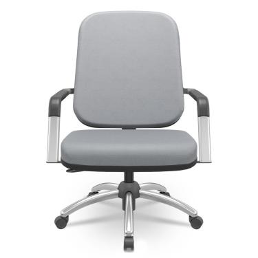 Imagem de Cadeira de Escritório Giratória com Braço Cromada Magno P03 Vinil Cinza - Lyam Decor