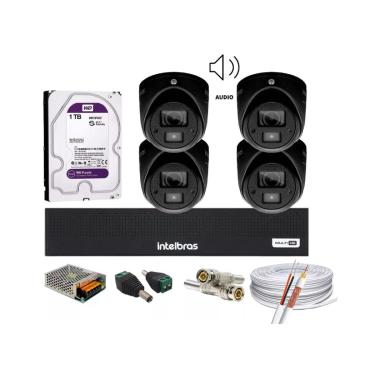 Imagem de Kit Intelbras 4 Mini 3220d C/áudio Dvr 4 Canais 1004c Hd 1tb