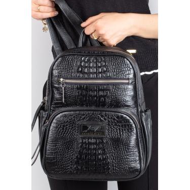 Imagem de Mochila pequena de couro croco grafite Zoey