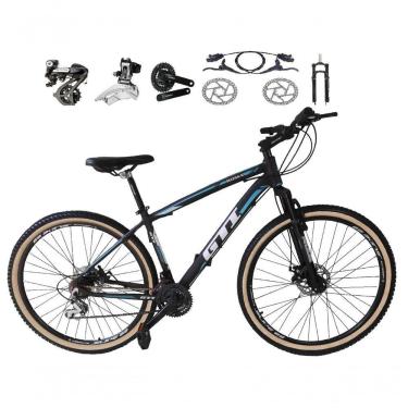 Imagem de Bicicleta Aro 29 Gti Roma Shimano Altus 24v Freio Disco Hidráulico Garfo Trava - Preto-azul Tam.17