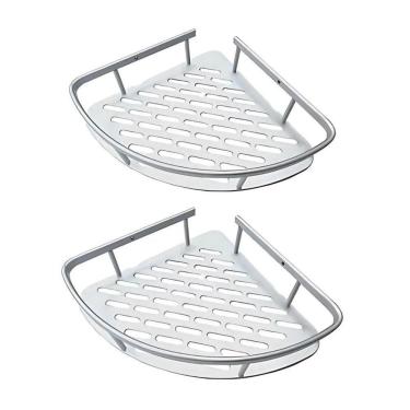 Imagem de Suporte Organizador Shampoo Sabonete Banheiro Prata 2 Unidades