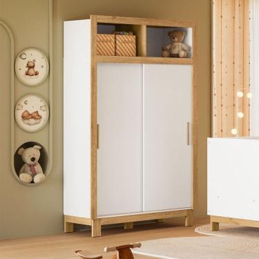 Imagem de Guarda-Roupa de Bebê Flora 2 Portas 2 Gavetas Branco Acetinado - Qmovi