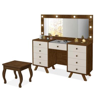 Imagem de Penteadeira 9 Gavetas Com Banqueta Cristal Malbec Off White