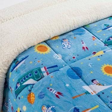 Imagem de Kit Coberdrom + Jogo de Cama Bouti Kids Solteiro 04 Peças 100% Poliéster - Astronauta