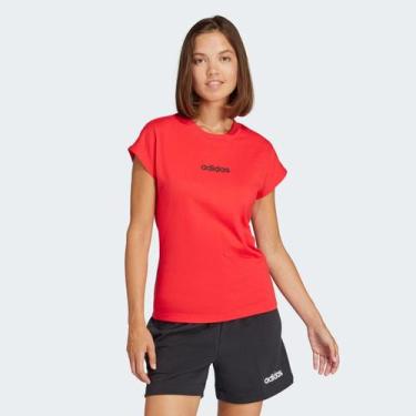 Imagem de Camiseta Adidas Logo Linear Feminina Vermelha, P