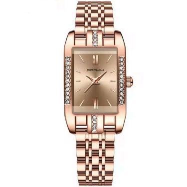 Imagem de Relógio De Quartzo Feminino Design Quadrado Bracelete De Aço Inoxidável Impermeavel 3atm Dourado