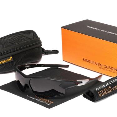 Imagem de Óculos De Sol Unissex Esportivo Ciclismo Proteção Uv400 Polarizado Preto Fosco