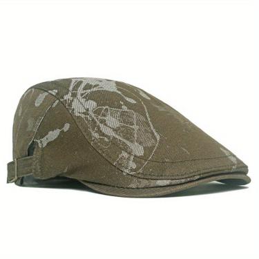 Imagem de Boina C Estampada Tie Dye, Cor Sólida, Unissex, Estilo Vintage Verde