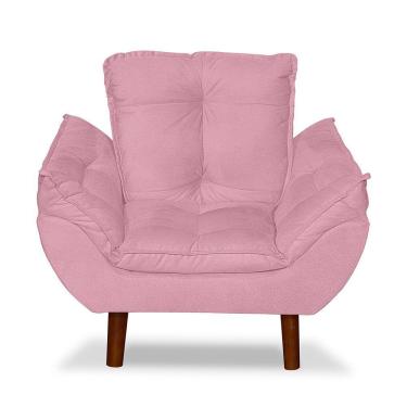 Imagem de Mini Poltrona Cadeira Infantil De Criança Suede Rosa Bebê Pés Palito