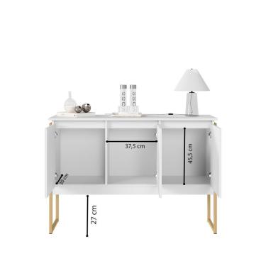 Imagem de Buffet Elegante Com 3 Portas Turim Branco Dourado