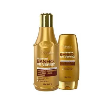 Imagem de Kit Banho de Verniz Shampoo 300ml e Condicionador 200g - Forever Liss 