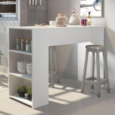 Imagem de Bancada Balcão/mesa De Cozinha 3 Prateleiras Menu Móveis Branco