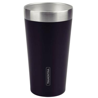 Imagem de Copo Térmico Tramontina Exata Em Aço Inox Preto Sem Tampa 420ml 61646400