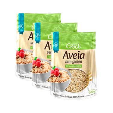 Imagem de Kit 3X: Aveia em Flocos Médios Sem Glúten Leve Crock 200g