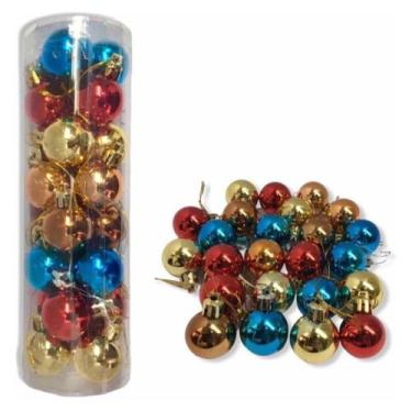 Imagem de Bolinhas De Natal 24 Lisas Unid Enfeites Natalinos Colorido - Atalaia