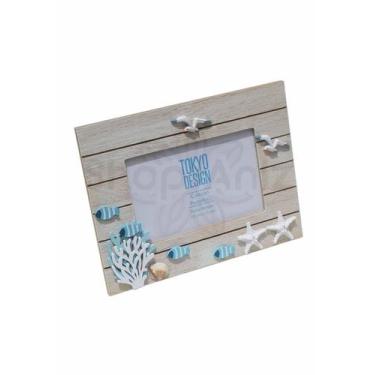 Imagem de Porta Retrato Em Madeira Foto 10X15 Maritimo Estrelas Peixes - Tokyo D