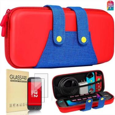 Imagem de Case Nintendo Switch 2 Mario Bolsa Mão + 2 Película De Vidro - 123Game