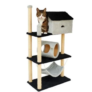 Imagem de Arranhador P Gatos Com Casinha Playground Três Andares Rede - Palaziun