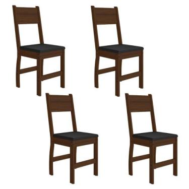 Imagem de Conjunto 4 Cadeiras Milano Poliman Móveis, Amendoa/Preto