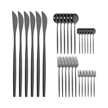 Imagem de Conjunto De Talheres De Aço Inoxidável Verde Dourado 30 Peças Utensíli