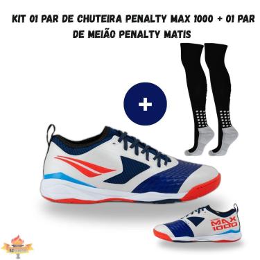 Imagem de Kit 01 Chuteira Futsal Penalty Max 1000 Ecoknit CBFS + 01 Meião Penalty Matis Treino 39-44-Masculino