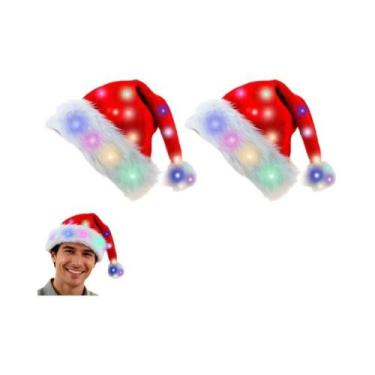 Imagem de Chapéu De Festa De Pelúcia Com LED Piscante Do Papai Noel Para Criança
