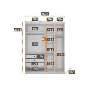 Imagem de Guarda Roupa 100% Mdf Espelhado 9 Portas 6 Gavetas - Linea-branco - Móveis Horizonte