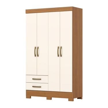 Imagem de Guarda-roupa Solteiro 4 Portas 2 Gavetas Cinamomo/Off White