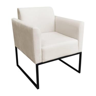 Imagem de Poltrona Decorativa Base Industrial Preto Maressa S03 Suede Bege - Ibiza