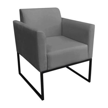 Imagem de Poltrona Decorativa Base Industrial Preto Maressa S08 Suede Grafite - Ibiza