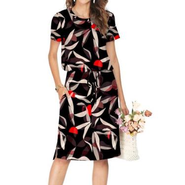 Imagem de Vestido casual Simier Fairy Summer de manga curta preto XXL - Simier F