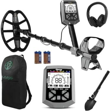 Imagem de Gbnryg Detector de metais para adultos, bobina de busca à prova d'água IP68 de 12 polegadas com sistema de alta precisão, tecnologia avançada de chip DSP, 5 modos com visor LCD retroiluminado para