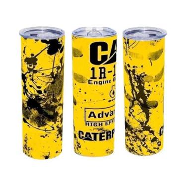 Imagem de Copo Térmico De Aço Inoxidável Amarelo 20Oz Com Canudo E Tampa Para Be