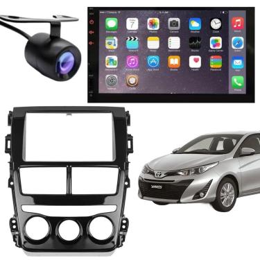Imagem de Central Multimídia Automotiva 2 DIN MP5 Toyota Yaris Tela 7 TFT USB Bluetooth Câmera de Ré Moldura Controle Volante