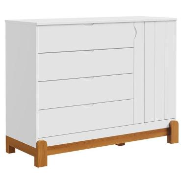 Imagem de Cômoda Com Porta Lótus Com Friso Branco Acetinado Savana - Reller