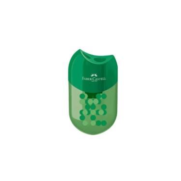 Imagem de Apontador com Depósito Faber-Castell Two Tone com Dois Furos para Lápis Padrão e Jumbo 1 Unidade Verde