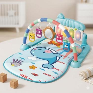 Imagem de Tapete de Atividades para Bebê Azul com Piano Musical Interativo e Arc