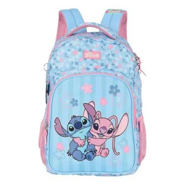 Imagem de Mochila de costas e estojo stitch com chaveiro luxcel, Azul