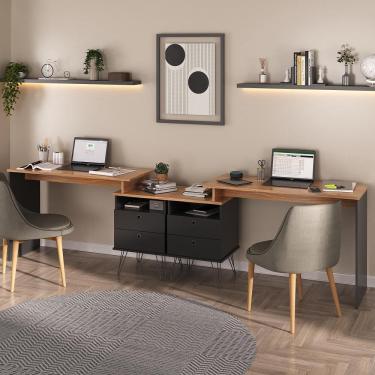 Imagem de Conjunto Para Escritório 2 Escrivaninhas Plus Olmo/Grafito Artany